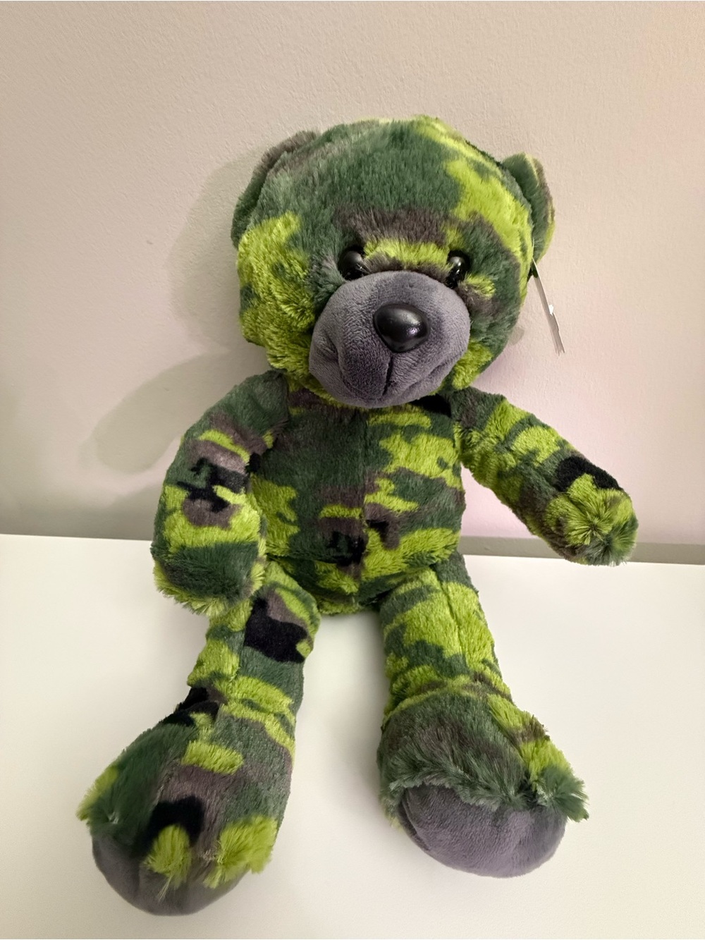 Teddy Mountain Green Camo Bear Plush 16" Military Camouflage NWT